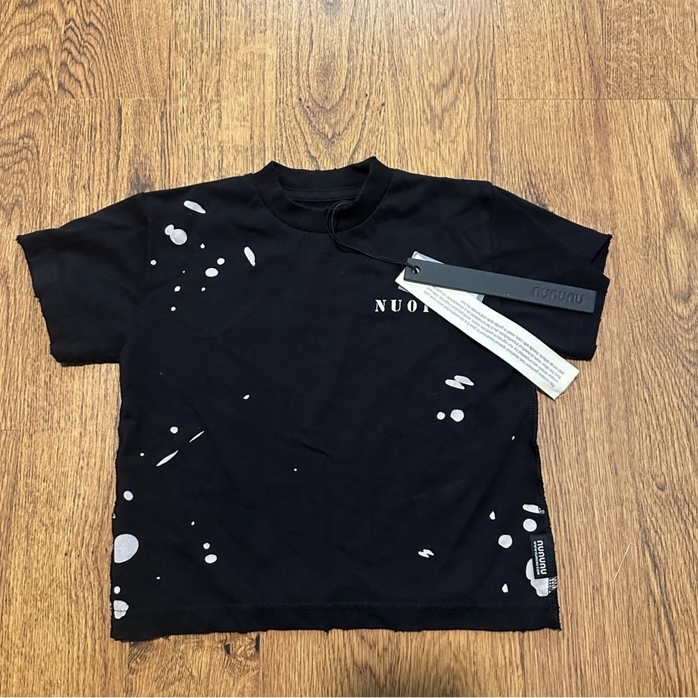 nununu Black splash T-Shirt size 18-24 months NWT crewneck short sleeve